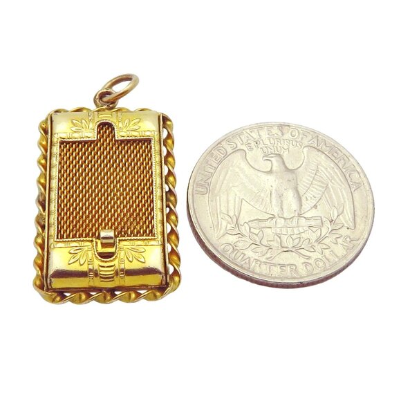 Antique Art Deco 12K Gold Filled Sliding Picture Photo Flower Locket Pendant - Picture 5 of 10